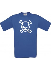 Unisex T-Shirt Skull NEONstyle Moustache, Kult, , Farbe royalblau, Größe S