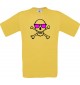 Unisex T-Shirt Skull NEONstyle Moustache, Kult, , Farbe gelb, Größe S