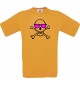 Unisex T-Shirt Skull NEONstyle Moustache, Kult, , Farbe orange, Größe S