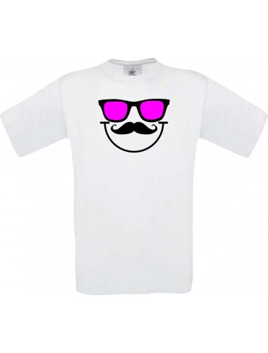 Unisex T-Shirt Sunglasses And Smile, Kult, , Farbe weiss, Größe S