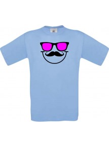 Unisex T-Shirt Sunglasses And Smile, Kult, , Farbe hellblau, Größe S