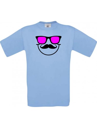 Unisex T-Shirt Sunglasses And Smile, Kult, , Farbe hellblau, Größe S