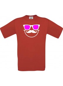 Unisex T-Shirt Sunglasses And Smile, Kult, , Farbe rot, Größe S