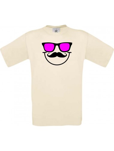 Unisex T-Shirt Sunglasses And Smile, Kult, , Farbe natural, Größe S