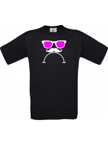 Unisex T-Shirt Sunglasses Moustache Bart and a bad Smiley, Kult, , Farbe schwarz, Größe S