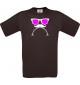 Unisex T-Shirt Sunglasses Moustache Bart and a bad Smiley, Kult, , Farbe braun, Größe S