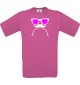 Unisex T-Shirt Sunglasses Moustache Bart and a bad Smiley, Kult, , Farbe fuchsia, Größe S