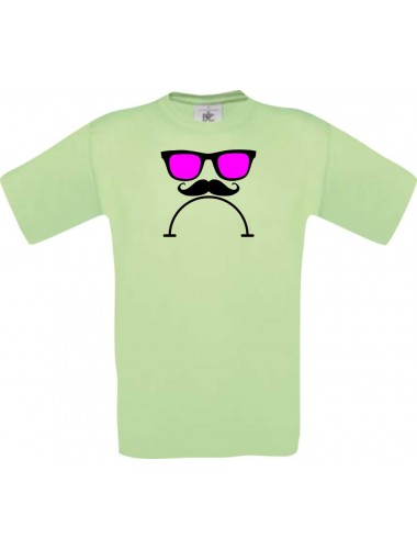 Unisex T-Shirt Sunglasses Moustache Bart and a bad Smiley, Kult, , Farbe mint, Größe S