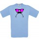 Unisex T-Shirt Sunglasses Moustache Bart and a bad Smiley, Kult, , Farbe hellblau, Größe S