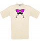 Unisex T-Shirt Sunglasses Moustache Bart and a bad Smiley, Kult, , Farbe natural, Größe S
