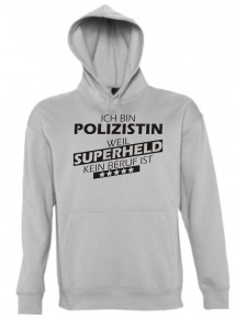 Kapuzen Sweatshirt  Ich bin Polizistin, weil Superheld kein Beruf ist, sportsgrey, Größe L