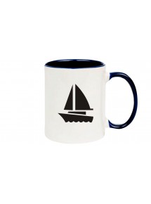Kaffeepott Segelboot, Jolle, Skipper, Kapitän, blau