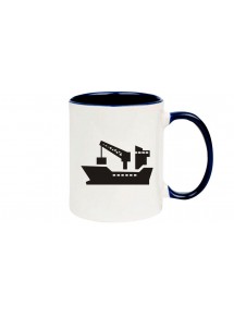 Kaffeepott Frachter, Seefahrt, Übersee, Skipper, Kapitän, blau