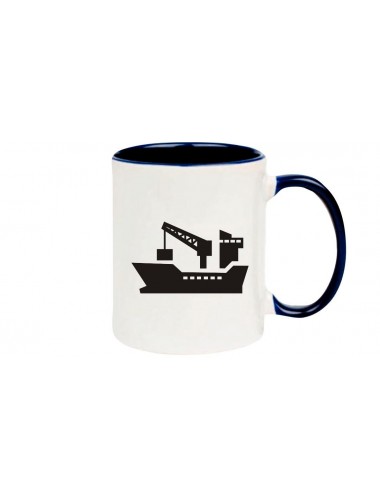 Kaffeepott Frachter, Seefahrt, Übersee, Skipper, Kapitän, blau