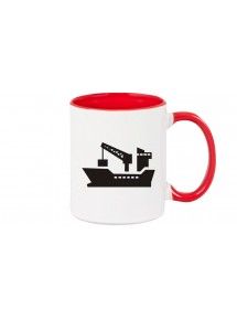 Kaffeepott Frachter, Seefahrt, Übersee, Skipper, Kapitän, rot