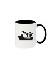 Kaffeepott Frachter, Seefahrt, Übersee, Skipper, Kapitän, schwarz