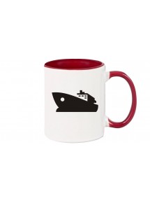 Kaffeepott Yacht, Boot, Skipper, Kapitän, burgundy