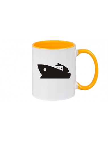 Kaffeepott Yacht, Boot, Skipper, Kapitän, gelb