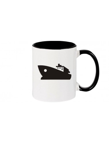 Kaffeepott Yacht, Boot, Skipper, Kapitän, schwarz
