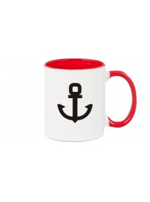 Kaffeepott Anker Boot Skipper Kapitän, rot