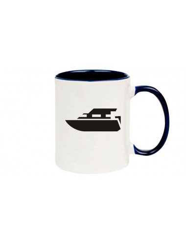 Kaffeepott Motorboot, Yacht, Boot, Skipper, Kapitän, blau