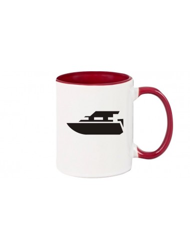 Kaffeepott Motorboot, Yacht, Boot, Skipper, Kapitän, burgundy