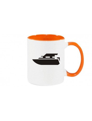 Kaffeepott Motorboot, Yacht, Boot, Skipper, Kapitän, orange