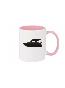 Kaffeepott Motorboot, Yacht, Boot, Skipper, Kapitän, rosa