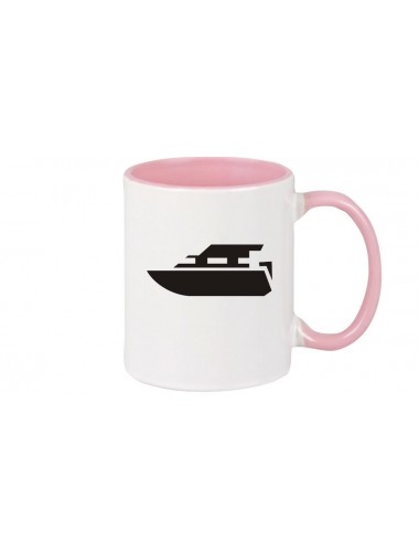 Kaffeepott Motorboot, Yacht, Boot, Skipper, Kapitän, rosa