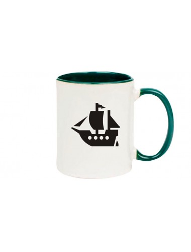 Kaffeepott Winkingerschiff, Boot, Skipper, Kapitän, gruen