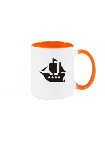 Kaffeepott Winkingerschiff, Boot, Skipper, Kapitän, orange
