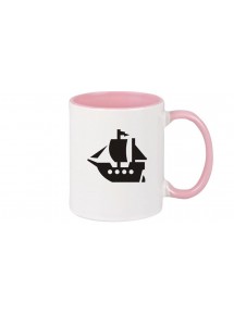 Kaffeepott Winkingerschiff, Boot, Skipper, Kapitän, rosa