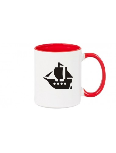 Kaffeepott Winkingerschiff, Boot, Skipper, Kapitän, rot