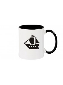 Kaffeepott Winkingerschiff, Boot, Skipper, Kapitän, schwarz
