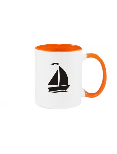 Kaffeepott Segelboot, Jolle, Skipper, Kapitän, orange