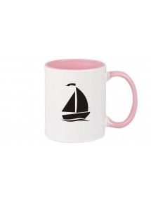 Kaffeepott Segelboot, Jolle, Skipper, Kapitän, rosa