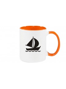 Kaffeepott Segelyacht, Jolle, Skipper, Kapitän, orange