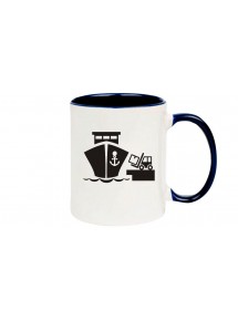 Kaffeepott Frachter, Übersee, Skipper, Kapitän, blau