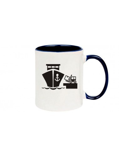 Kaffeepott Frachter, Übersee, Skipper, Kapitän, blau