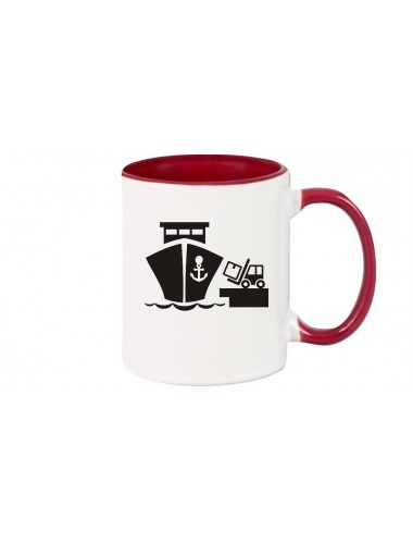 Kaffeepott Frachter, Übersee, Skipper, Kapitän, burgundy