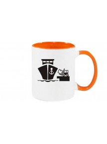 Kaffeepott Frachter, Übersee, Skipper, Kapitän, orange