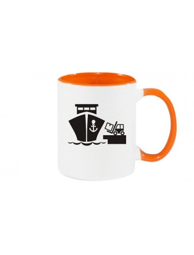 Kaffeepott Frachter, Übersee, Skipper, Kapitän, orange