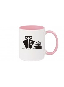 Kaffeepott Frachter, Übersee, Skipper, Kapitän, rosa