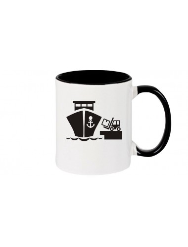 Kaffeepott Frachter, Übersee, Skipper, Kapitän, schwarz