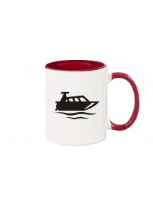 Kaffeepott Motorboot, Yacht, Boot, Kapitän, burgundy