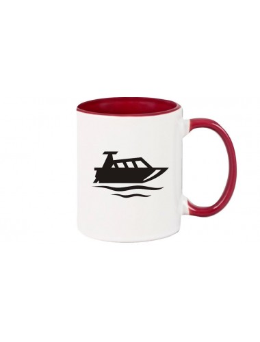 Kaffeepott Motorboot, Yacht, Boot, Kapitän, burgundy