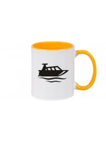 Kaffeepott Motorboot, Yacht, Boot, Kapitän, gelb