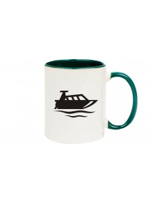 Kaffeepott Motorboot, Yacht, Boot, Kapitän, gruen