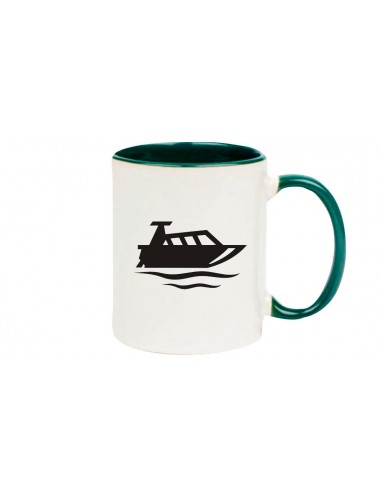 Kaffeepott Motorboot, Yacht, Boot, Kapitän, gruen