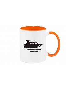 Kaffeepott Motorboot, Yacht, Boot, Kapitän, orange